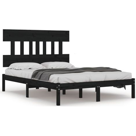 Maison Exclusive - Massivholzbett Schwarz 200x200 cm