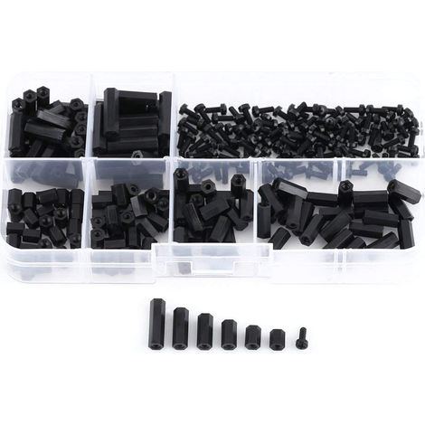 250pcs Kit Entretoise Nylon Hex M2 M3 Assortiment Boulon Vis Écrou pour Montage PCB avec Boîte Plastique (M2-D) (1/5)