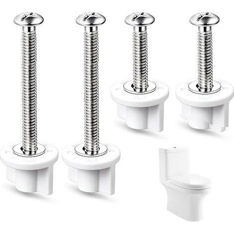 Kit de Fixation pour Abattant WC, 4 Pièces avec Vis, Écrous et Rondelles, pour Réparation d'Abattant, Dimensions 80 mm et 45 mm (1/3)