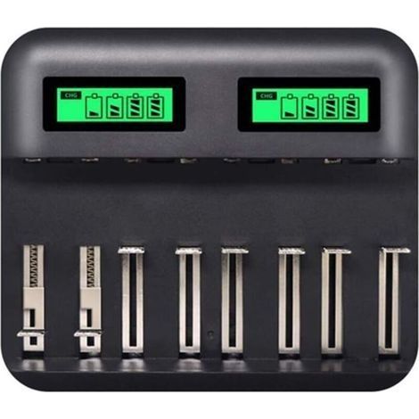 Chargeur de Piles Rapide Chargeur Intelligent avec Ecran LCD Claire Rétro-éclairé pour Piles Rechargeables AA/AAA (1/5)