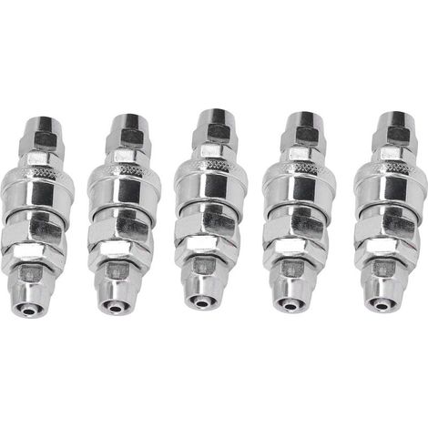 5 Kits de Raccords Pneumatiques Rapides en Acier Inoxydable Nickelé avec Bouchons (5x8 Tube à Verrouillage SP+PP-20) (1/5)