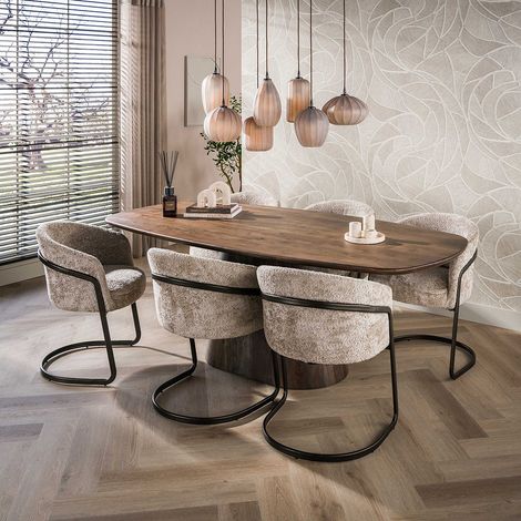 Table de salle à manger ovale 215 cm en acacia massif Sandie (1/5)