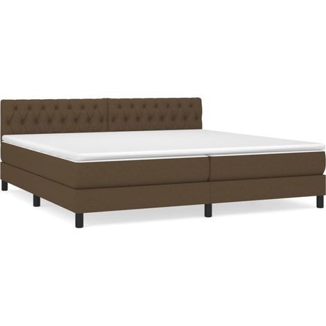 Lit à sommier tapissier avec matelas, Lit adulte pour 2 personnes Assemblage Facile, Marron foncé 200x200 cm OIB8245E (1/5)