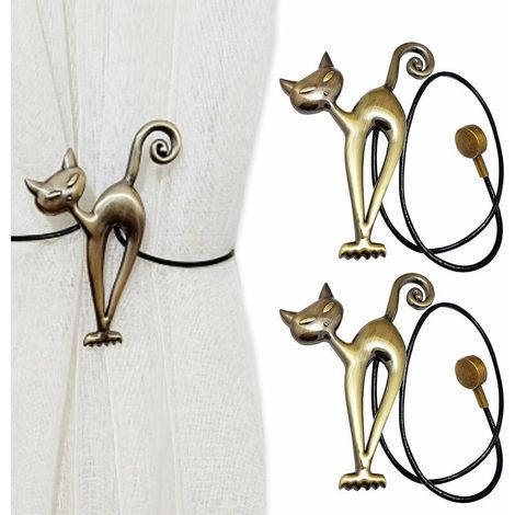 Embrasses magnétiques pour rideaux - Motif chat - Pour décoration de maison, bureau, hôtel，，Lot de 2 (1/5)
