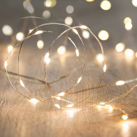 Guirlande Lumineuse LED - 3 M - 30 LED - Fil Argenté Ultrafin - Alimentée Par Piles - Pour Décoration Intérieure Extérieure Jardin Fête Mariage - 1 Pièce