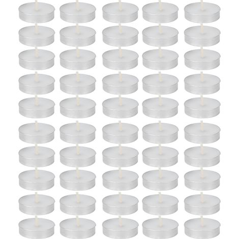 50 bougies chauffe-plat blanches, durée de combustion prolongée 2h, sans fumée, pour décoration de fêtes (lot de 50) (1/5)