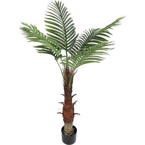 Palmier artificiel de 90 cm (3 pieds) avec lumières LED, alimenté à l'énergie solaire, idéal pour terrasse, piscine, fête sur le thème de la jungle hawaïenne, bar ou cour en bord de mer. (1/5)