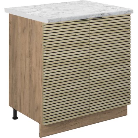 Mueble bajo fregadero Fame-Line, Panel de roble, 80 cm , ET Mármol, Vicco