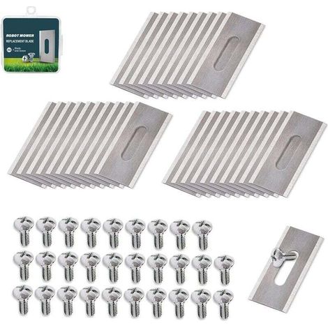 30pcs Robot Lawn Mower Replacement Blades, Long Hole Blades Compatible with Husqvarna/Automower/Gardena, Robot Lawn Mower Replacement Blades, Universal Robot Lawn Mower Blades, MUMU Robot Blades (1/4)