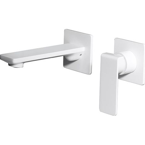 Mice - Grifo empotrado de lavabo monomando con caño y maneta - Grifos empotrados para baño Color Blanco Mate (1/4)