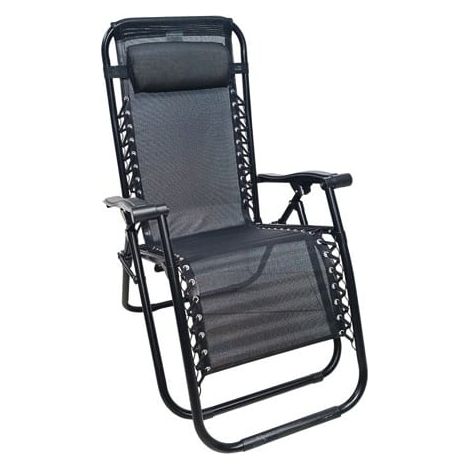 Sdraio pieghevole sedia poltrona campeggio mare giardino metallo nero 668ds