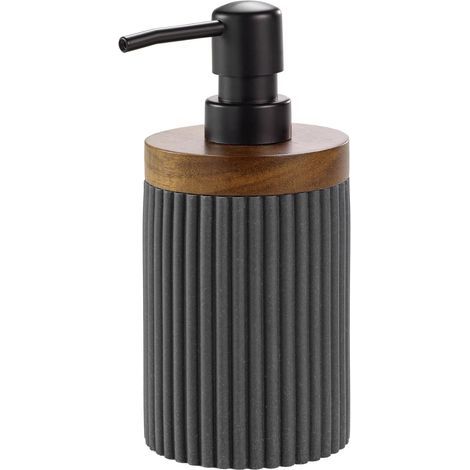 1 - Distributeur Savon - Accessoire Salle De Bain - Résistant Humidité Et Chocs - Pour Routine Quotidienne - Anthracite - 8x17cm (1/3)