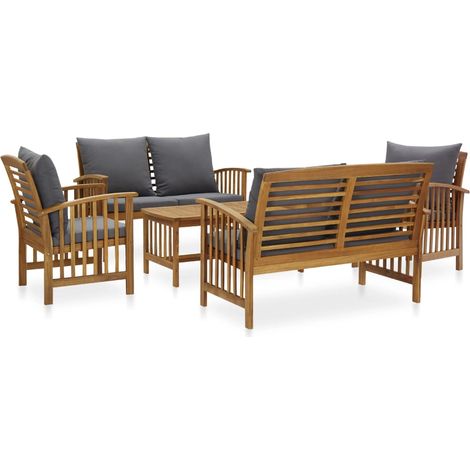 Juego muebles de jardín y cojines 5 piezas madera maciza acacia vidaXL