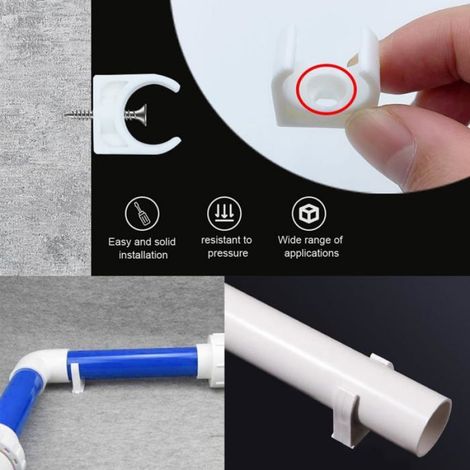 100 Clips Tuyau PPR Plastique 16mm Diamètre, Support U Plomberie Tuyauterie Vis Non Incluses (1/5)