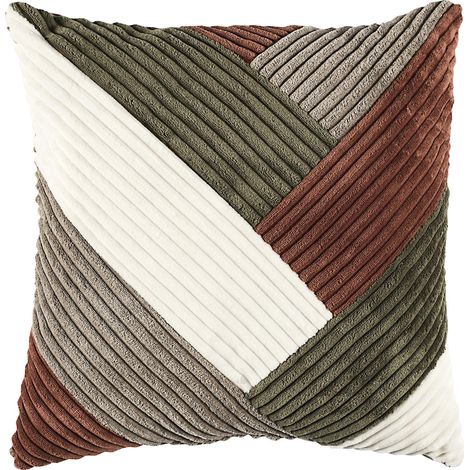 Coussin 40x40 cm patchwork collection ANTHONY marron blanc et vert (1/5)