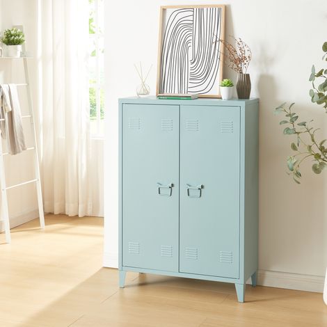 Armario de oficina Oripää con 2 estantes regulables acero 110x75x33 cm - Azul grisáceo [en.casa]