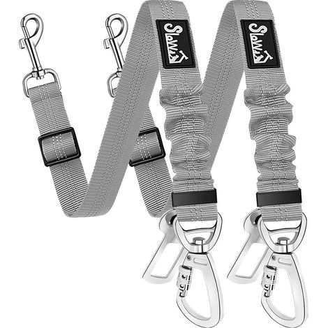 2x Hundegurt Auto mit Ruckdämpfung, verstellbar, 53-74cm, Grau (1/5)