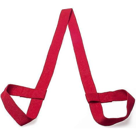 Sangle de tapis de yoga en coton avec boucles réglables pour toutes les tailles de tapis (rouge) (1/5)