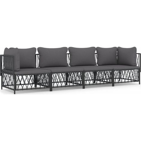 Maison Exclusive - Set Salotto da Giardino 4 pz con Cuscini in Acciaio Antracite (1/5)