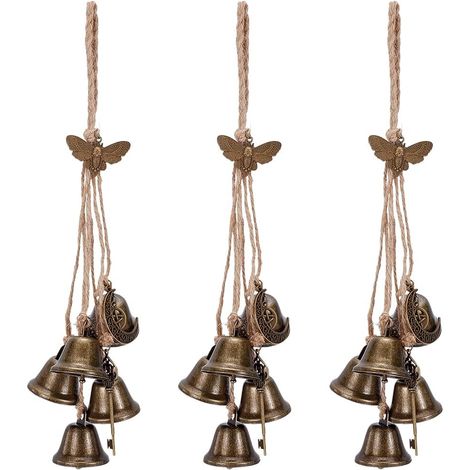 3pcs Witch Bells for Door Handle Wind Chime Vintage with Magic Keys Decorations Antique Bronze Hanging Rope Bells for Home Garden Decoration (1/5)