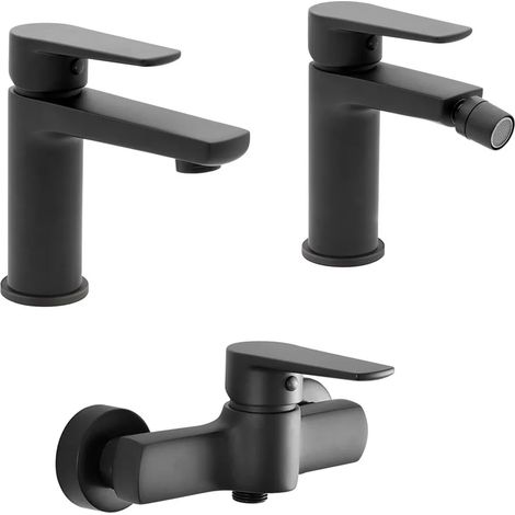 Set miscelatori lavabo bidet e doccia esterno nero opaco  Erika