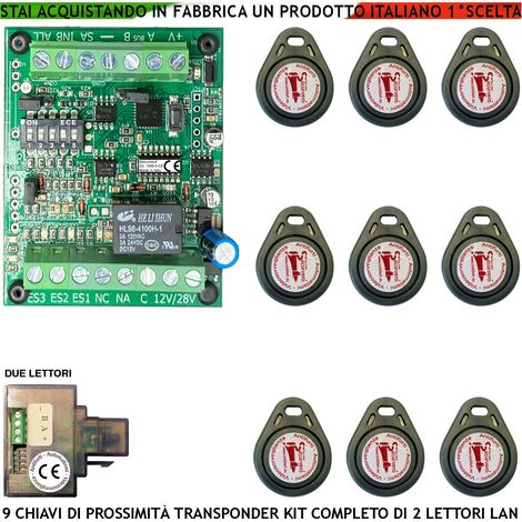 Chiave di Prossimità 2 Lettori su Modulo LAN Universale 501/503 RJ45 Nove Chiavi TAG Trasponder Alimentazione 12/24 Vac Relè Scambio 2 A a 24 V Funzione Impulsiva o Stabile Segnale di Stato 4 Led GRVB (1/4)