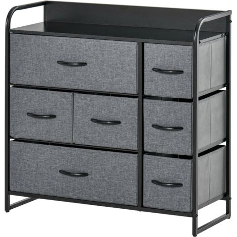 7-Drawer Fabric Chest of Drawers-Stylish 3-Tier Dresser for Bedroom and Living Room Storage-Grey Organizer Unit for Clothes and Essentials
