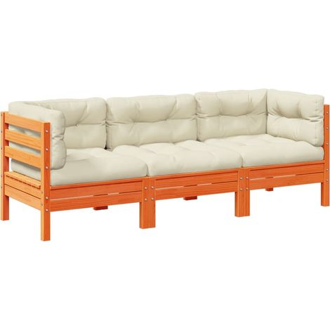 Maison Exclusive - 3-tlg. Garten-Sofagarnitur mit Kissen Wachsbra