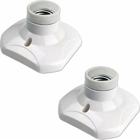 E27-Schraubfassung für Deckenleuchten (2er-Pack) für Wand- und Innenleuchten, 230 V Wechselstrom, E27-LED-Lampenfassung, Kunststoffsockel E27 für Garagen-/Werkstattdecken (1/4)