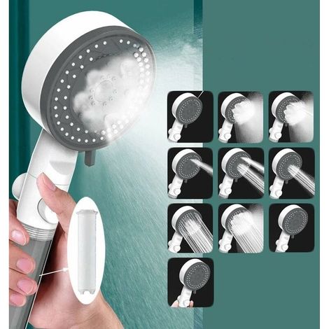 Pommeau de Douche Salle de Bain, Pommeau de Douche Économie d'eau 10 Modes Réglable, Douchette Douche Haute Pression avec Arret, Pommeau Douche Anti (1/5)
