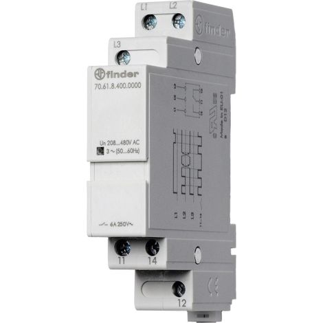 Relais de contrôle coupure 250 V/AC -  400 V/AC - 6 A Finder 70.61.8.400.0000 (1/2)