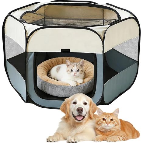 Poussette puppy pliable, 110 x 110 x 60 cm, Poussette pour chien portable, Poussette pour chien pour appartement, Poussette pour chien pliable pour animaux de compagnie Chats Lapins et petits animaux (1/5)