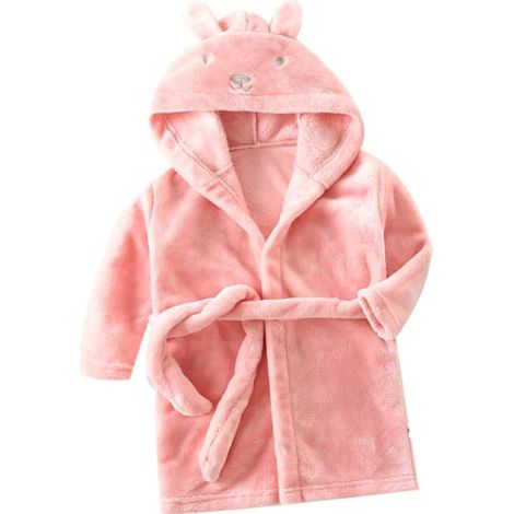 Peignoir enfant 110 cm avec oreilles de lapin rose, déguisement cosy, peignoir doux pour fille et garçon, tenue de bain moelleuse, lot de 1 pièce (1/5)