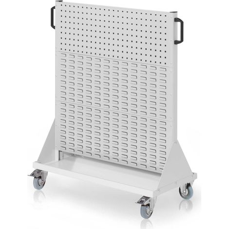 Kappes RasterMobil® mobiler Arbeitsplatzschrank Größe 3 1230x1000x500mm 2 Lochplatten 4 Schlitzplatten - lichtgrau