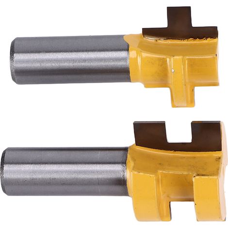 Jeu de 2 fraises à rainurer en T pour défonceuse, couteaux à rainure et languette, outillage bois, queue de 12,7 mm (1/5)