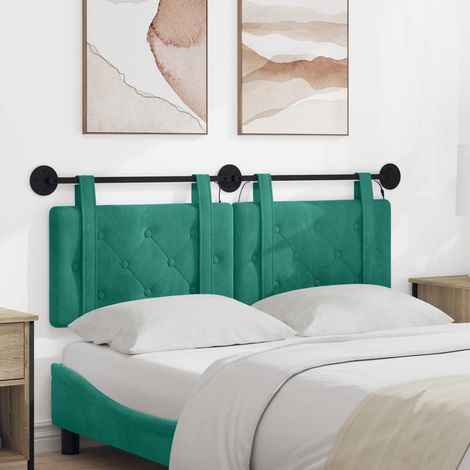 Tête de lit murale suspendue LED en velours turquoise, 130 x 55 x 5 cm, lot de 2 - PANGIVO (1/5)