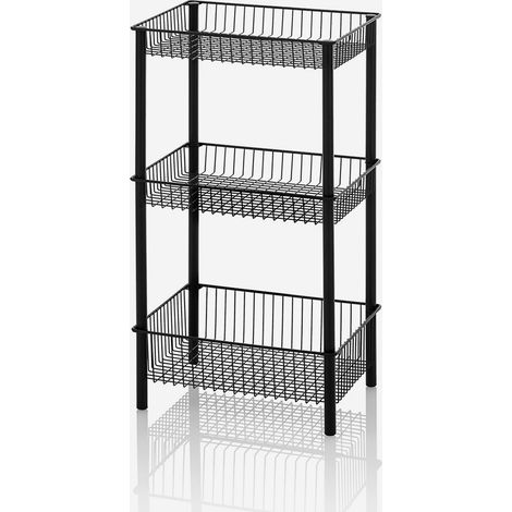 Scaffale bagno in metallo con 3 cestelli Ryoma
