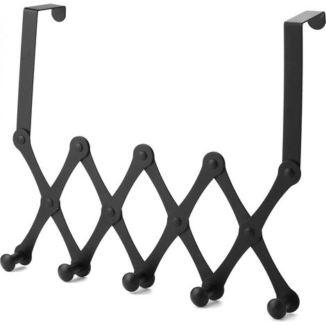 Crochet de porte - Acier au carbone - Crochet de porte noir avec 6 crochets - 1 pièce - Pour épaisseur de porte 3-4,5 cm (1/5)