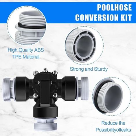 Kit de Valve à Trois Voies Universelle 1,5" – Inclut Adaptateurs et Colliers de Tuyau – pour Filtre et Système de Piscine (1/5)