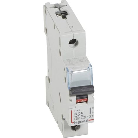 Disjoncteur 25A 1P courbe B 1 module 10kA 230-400V arrivée haute et départ bas à vis DX³6000 LEGRAND