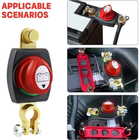 Coupe Circuit Batterie 12V/24V, Coupe Circuit Batterie Voiture, Top Post Preuve de l'eau Coupe-Batterie, pour Voiture, Camion (1/4)