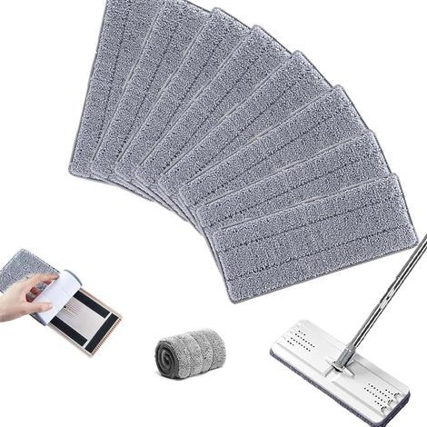 Juego de 8 almohadillas de repuesto para limpieza, funda de repuesto para fregona, almohadilla de microfibra para limpieza del cabezal de la escoba doméstica, para la mayoría de suelos. (1/5)