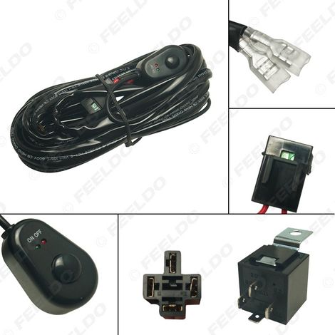 Faisceau de câblage pour phares automobiles 12 V/24 V, faisceau de câblage à ressort un à un, faisceau de câblage pour bande lumineuse LED de 3 mètres, interrupteur, relais (1/5)