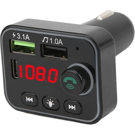 Émetteur FM Bluetooth 5.0, lecteur MP3, chargeur téléphone, contrôle tension batterie, éclairage d'ambiance multicolore (1/5)