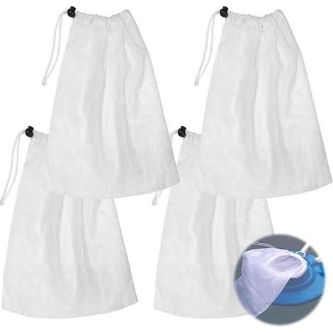 4 Borse di Pulizia, Piscina Sacchetti filtro in Maglia Fine per aspirapolvere per la Piscina, Borse per la spesa in rete con un Cavo di trazione e di Chiusura per La Pulizia delle Foglie di Piscina (1/5)