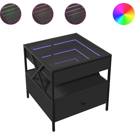 Tavolino da Salotto Tavolino da Soggiorno Tavolino da caffè con LED Infinity Nero 50x50x51 cm (1/5)