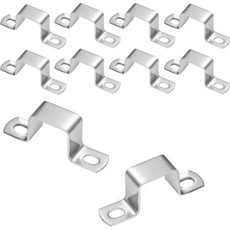 10 Stück Vierkantrohrschellen 25 mm x 25 mm Vierkantrohrschelle aus Edelstahl Rohrhalter silber zur Befestigung von Wasser und Gasleitungen (1/5)