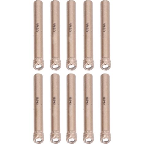 Lot de 10 forets diamantés à manche rond de 8 mm pour carrelage, marbre et pierre, parfaits pour percer des trous. (1/5)
