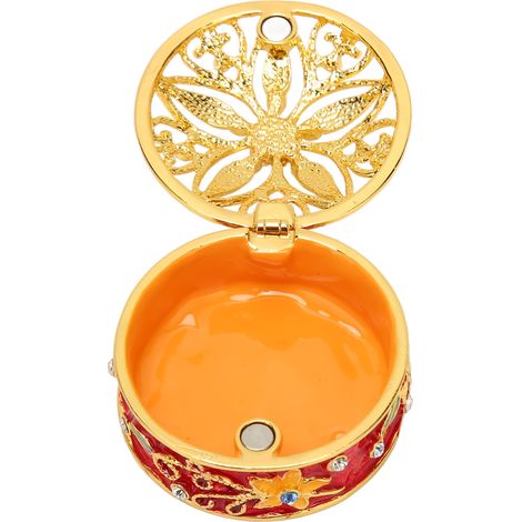 Coffret à Bijoux en Métal Peint à la Main avec Charnière, Organisateur Élégant pour Bagues, Boucles d'Oreilles, Rouge (1/5)