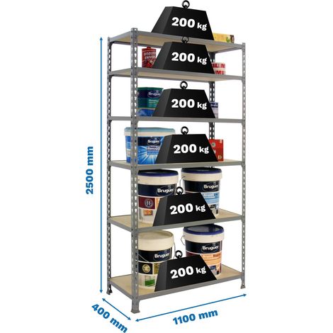 Simonrack Maderclick Superplus 6 Regale grau Holz Metall